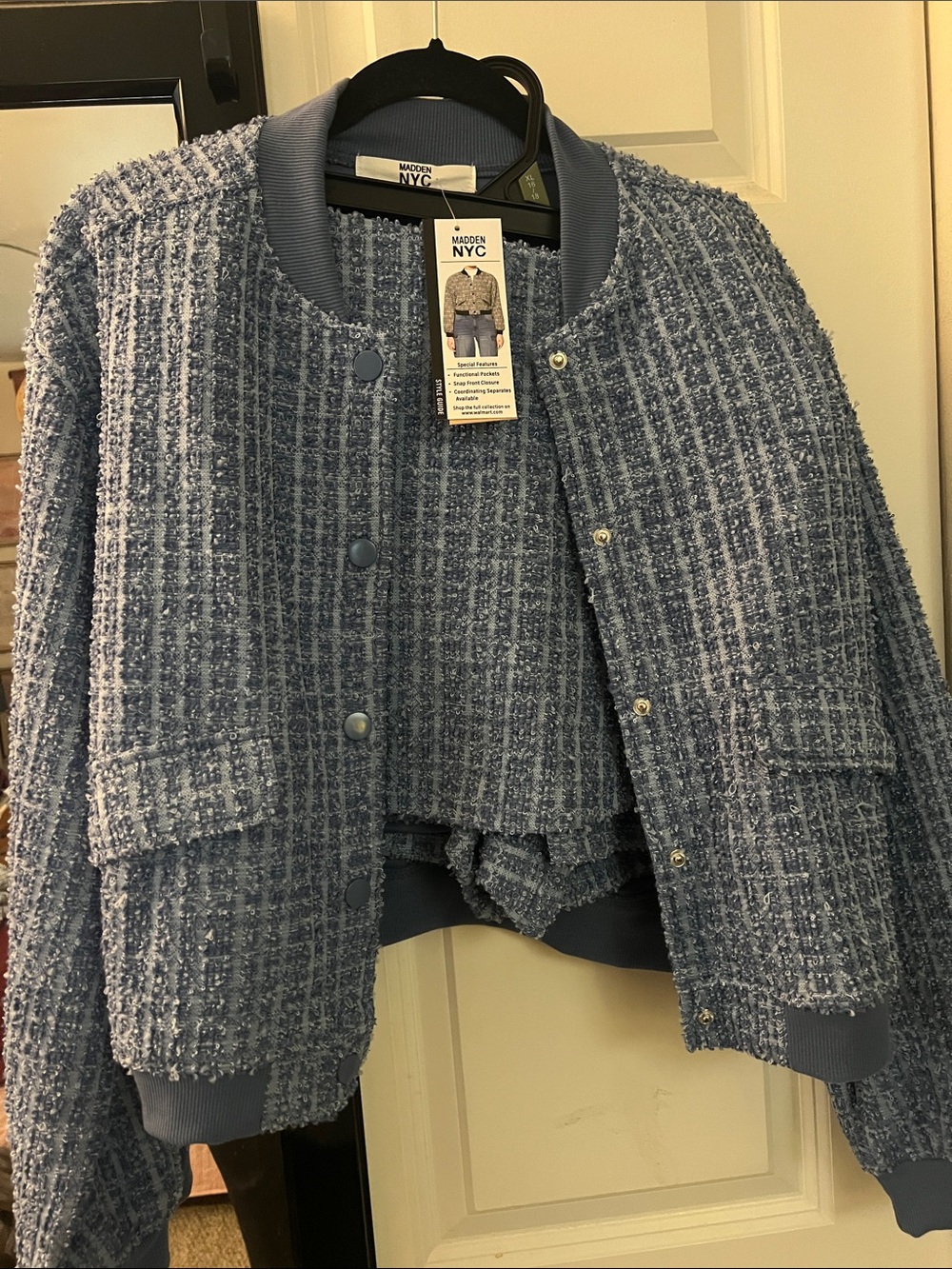 Madden NYC Light Blue Tweed coord set